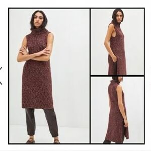 Anthropologie burgundy sweater dress tunic top boho Sz Small